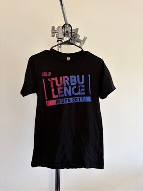 Black 'Turbulence' Graphic Tee with Pink-to-Blue Fade